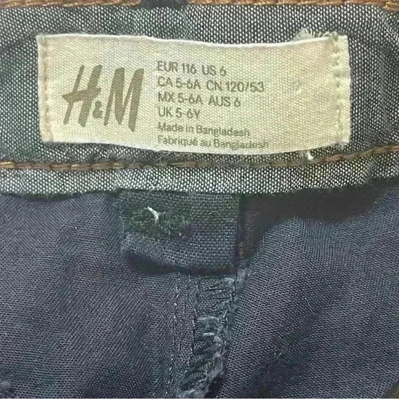 H&M Little Boy's Size 6 Shorts Adjustable Waist Navy Zipper Button - Picture 7 of 8